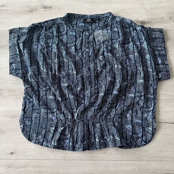 G By Guiliana Gathered Dolman-Sleeve Top Indigo Combo S NWT IN PACKAGE - Picture 3 of 8